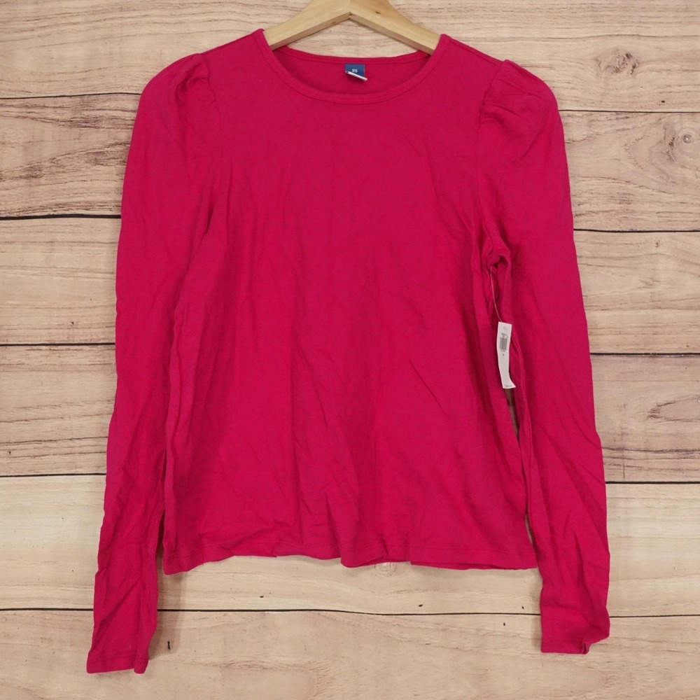 New! Old Navy T-Shirt Womens XS Pink Crew Neck Long Sleeve Puff Sleeve Top